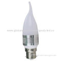 LED Candle Bulb with 3W High-power and 255lm Luminous Flux, Milky Cover